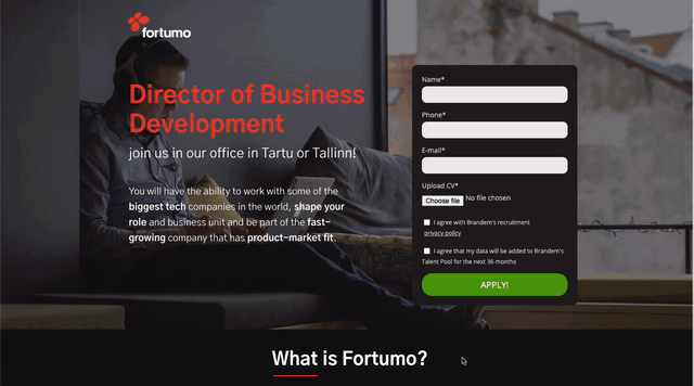 Fortumo landing page