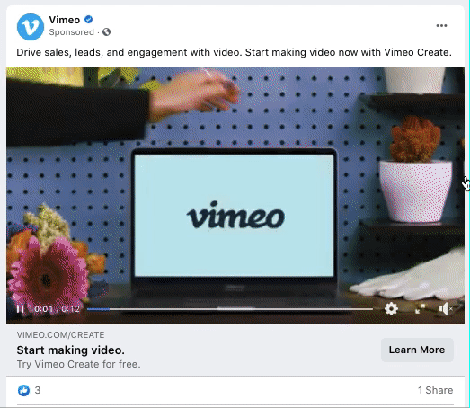 vimeo facebook ad