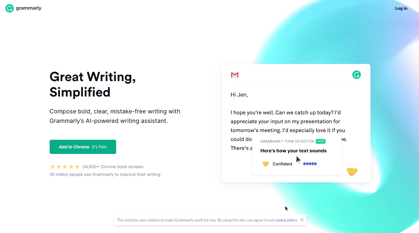 grammarly landing page example