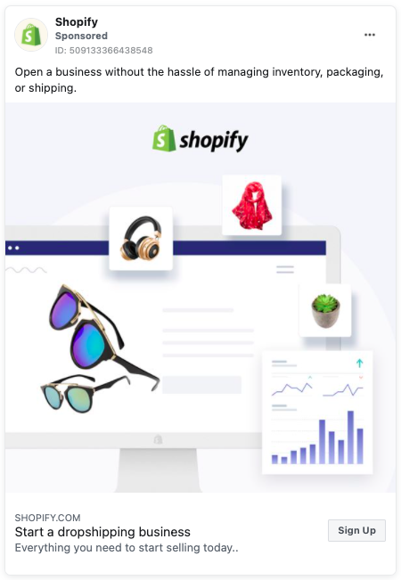 shopify facebook ad example