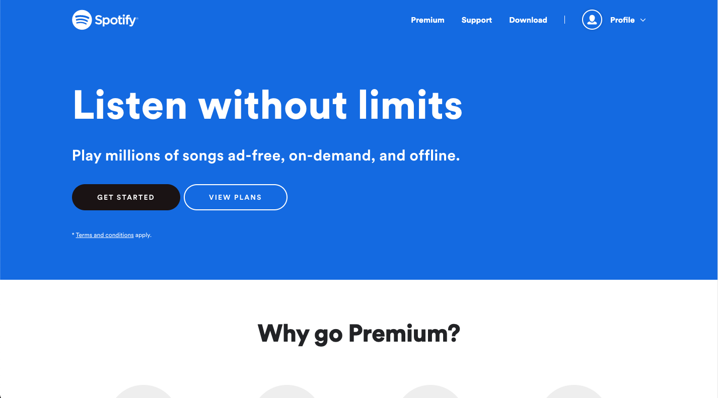 spotify landing page example 1