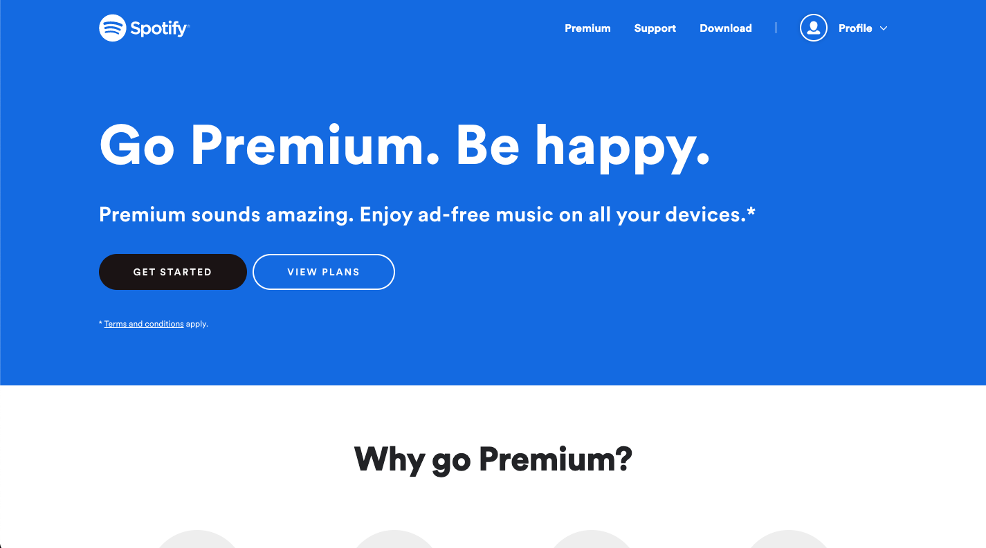 spotify landing page example 2