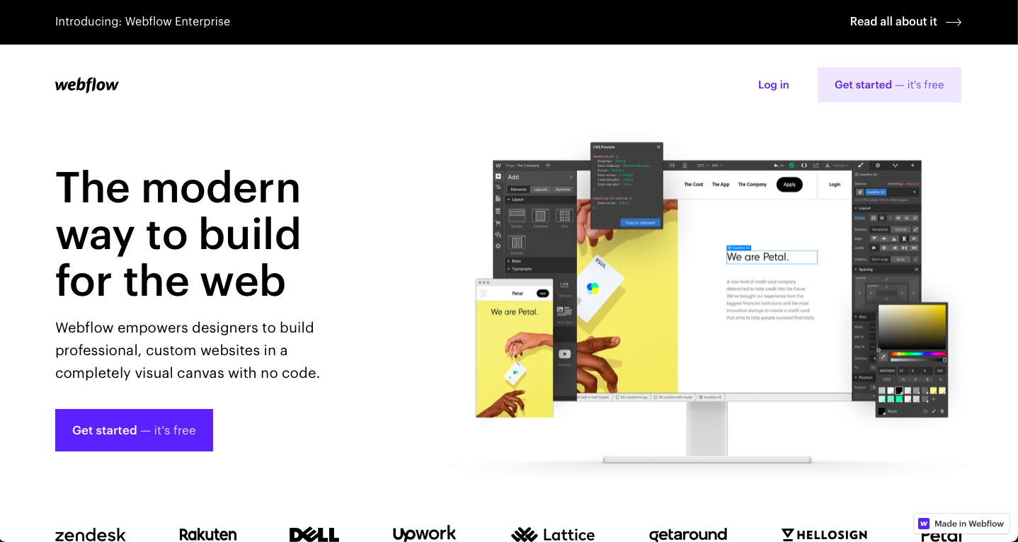 webflow landing page example