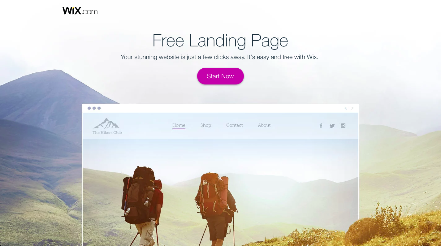 wix landing page example