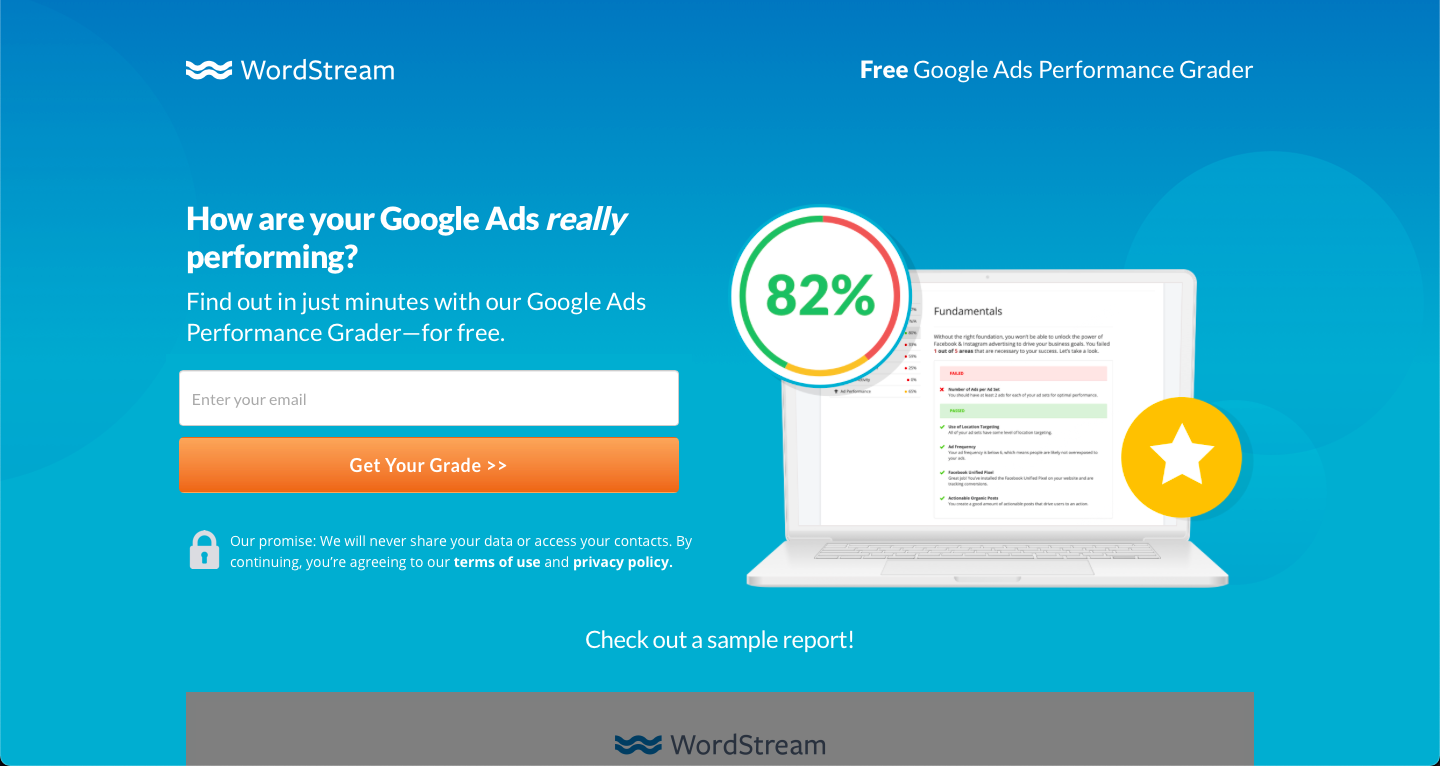 wordstream landing page example