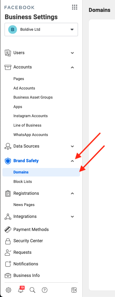 facebook domain verification