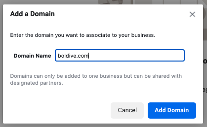 add a domain facebook