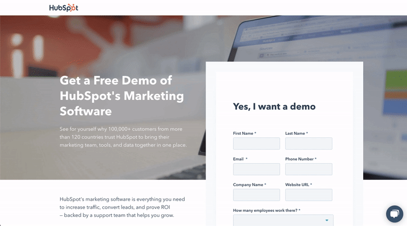 hubspot landing page