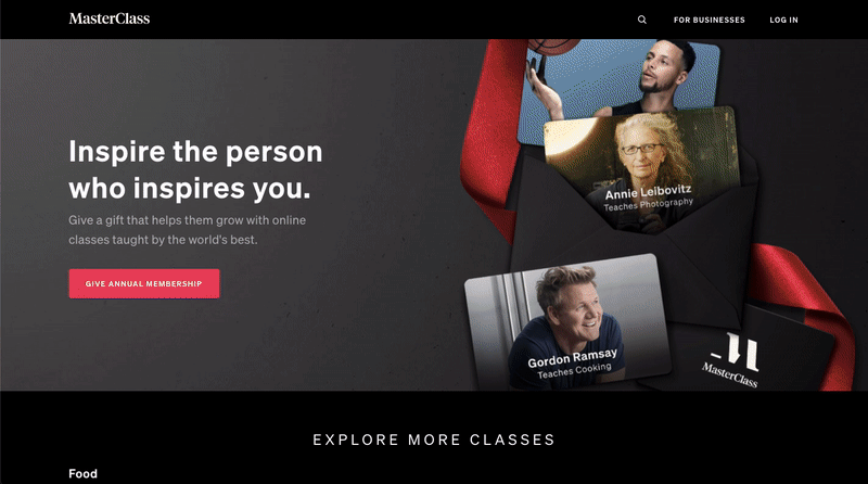 masterclass landing page