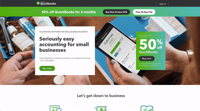 quickbooks landing page