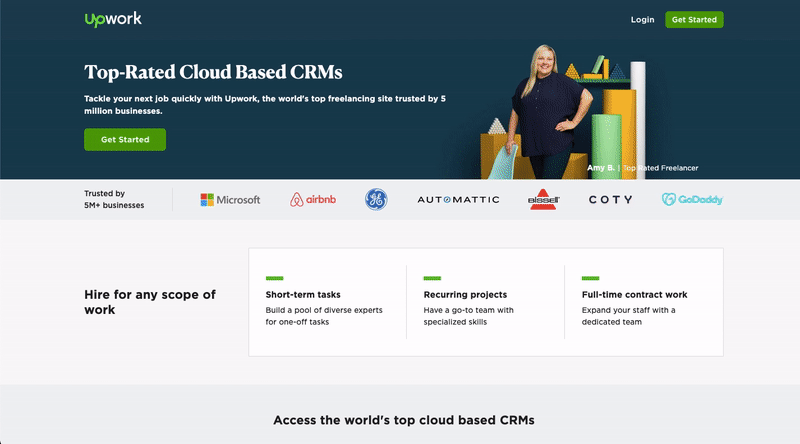upwork landing page