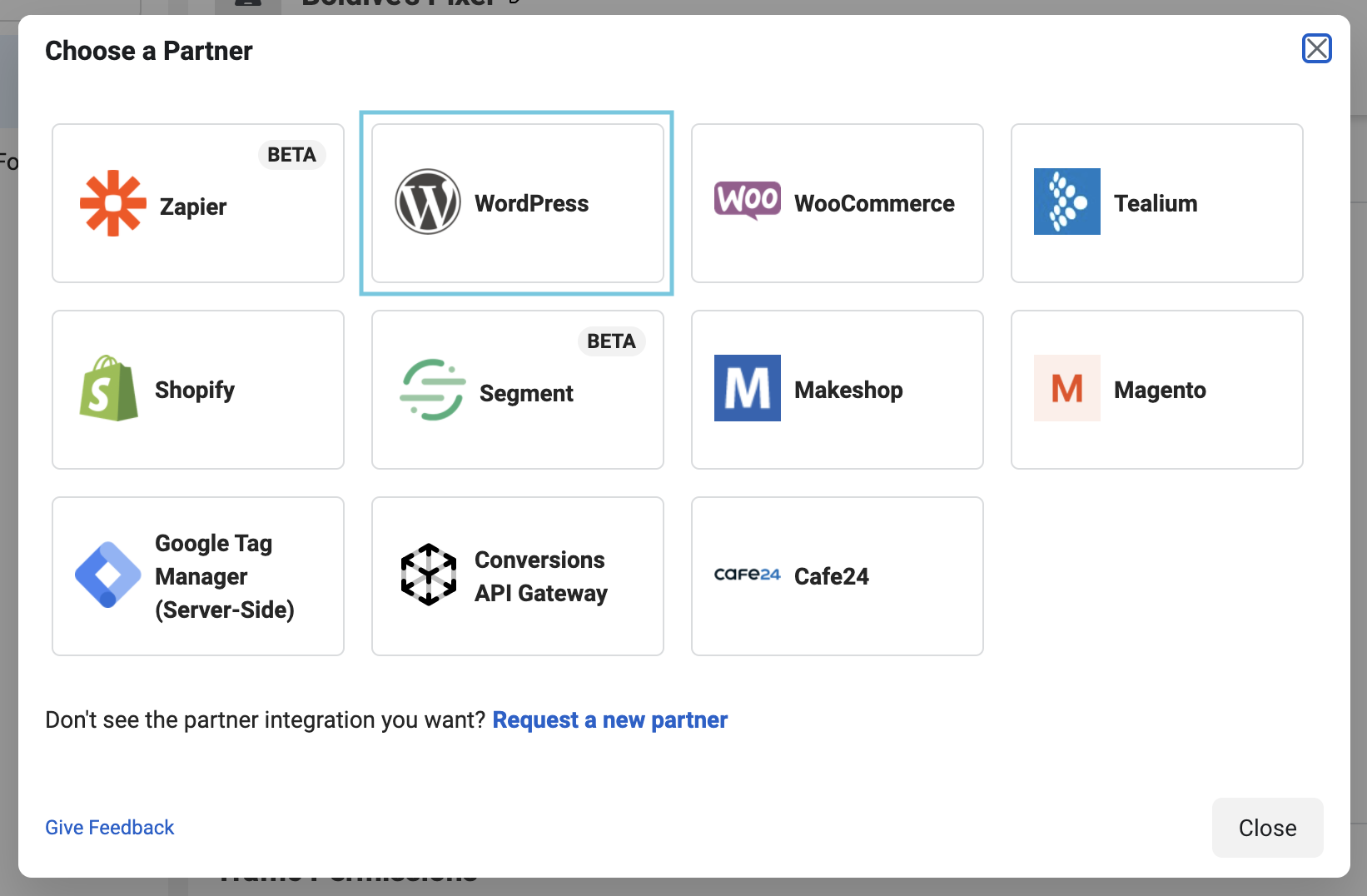 facebook api partner integration options